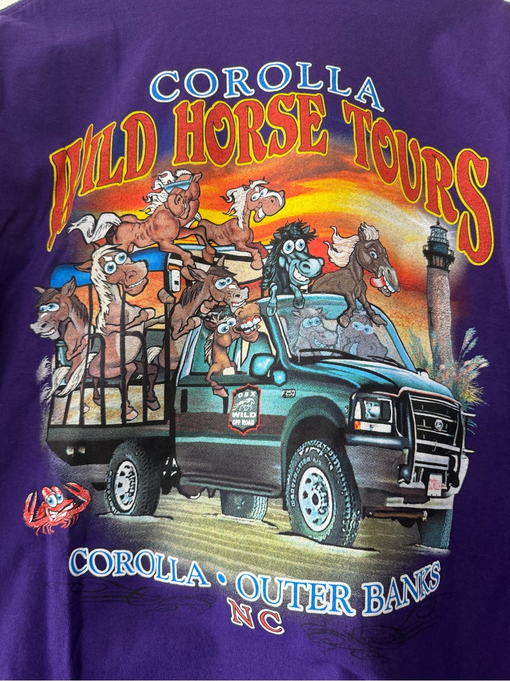 Gildan Purple Corolla Wild Horse Tours Graphic Tee